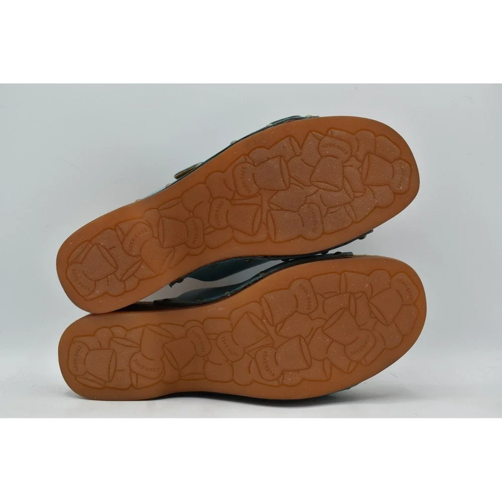 Kork-Ease Saffron Women 9 Turquoise Leather Cork Wedge Shoes Slide Sandals